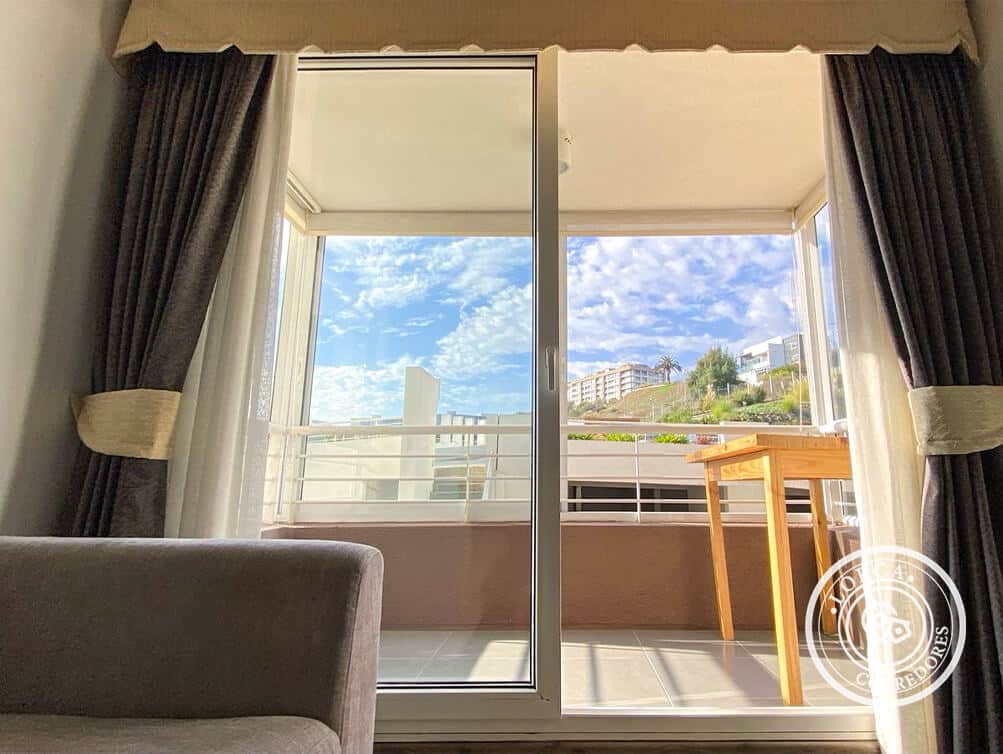 Departamento Amoblado en Arriendo Condominio Siete Mares, Sector Agua Santa, Viña del Mar — 1 Dormitorio, Gastos Comunes Incluidos