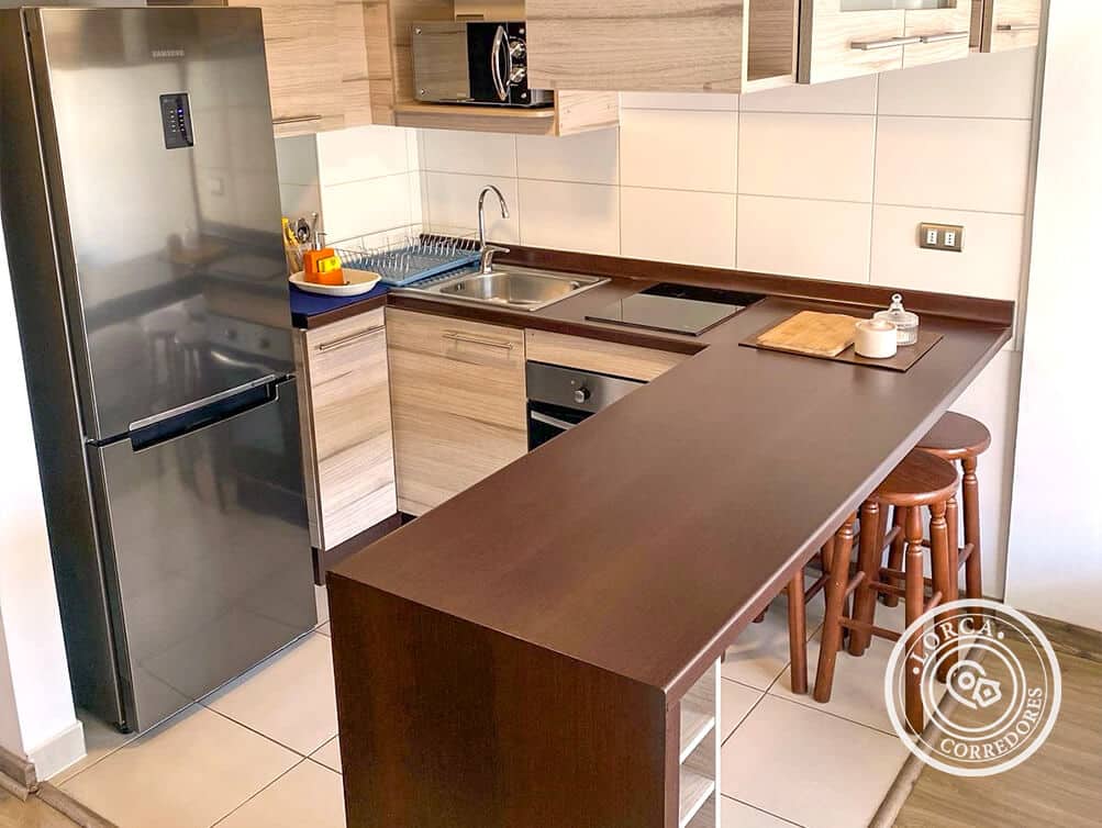 Departamento Amoblado en Arriendo Condominio Siete Mares, Sector Agua Santa, Viña del Mar — 1 Dormitorio, Gastos Comunes Incluidos
