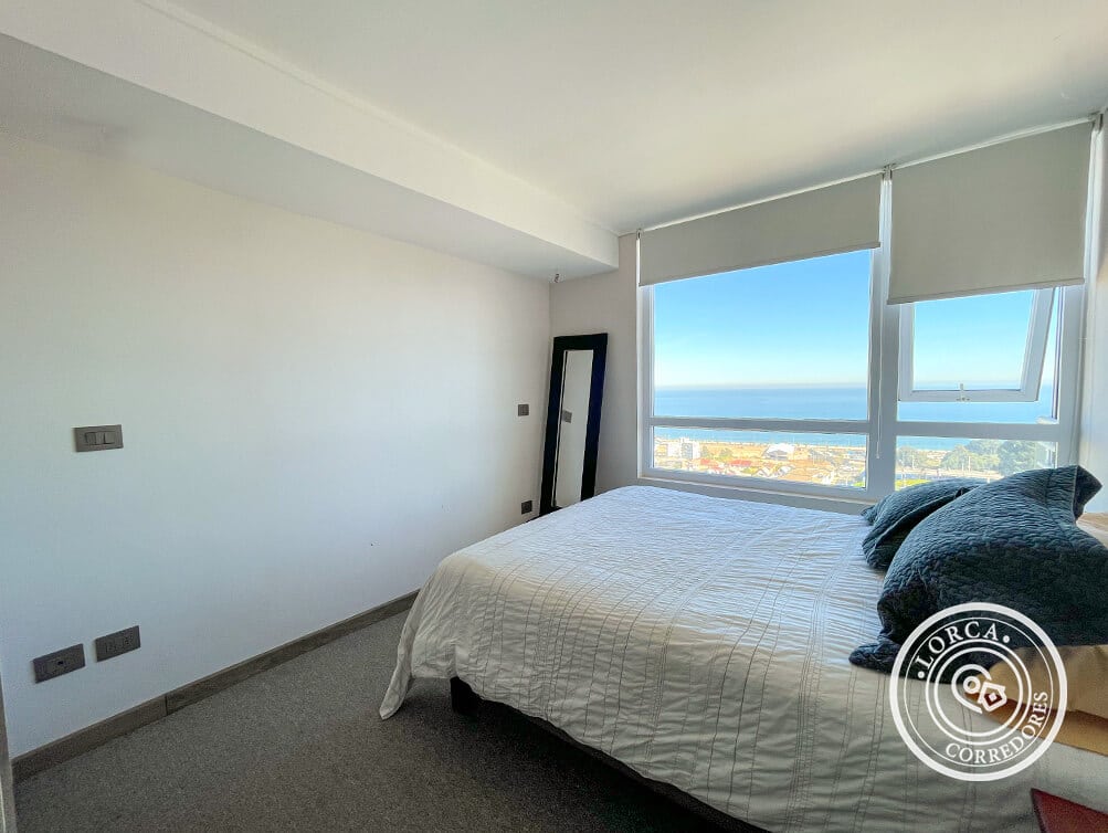 Departamento en Arriendo Sector 21 Norte, Subida Alessandri, Viña del Mar | Con o Sin Muebles, 2 Dormitorios, 1 Baño, 69 m², Piso 11, Balcón Vista Panorámica al Mar, con Estacionamiento, $600.000