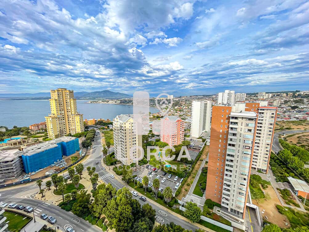 Departamento en Venta Sector Costa de Montemar, Concón | Edificio Nuevo 2021, 2 Dormitorios, 2 Baños, 68 m² Totales con Terraza de 12 m², Piso 18, Vista Directa al Mar, con Estacionamiento y Bodega, Edificio con Piscina Temperada, Gimnasio y Sauna,